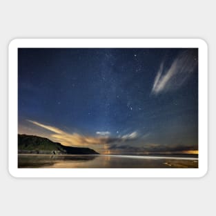 Caswell Bay on Gower in Wales at Night Sticker